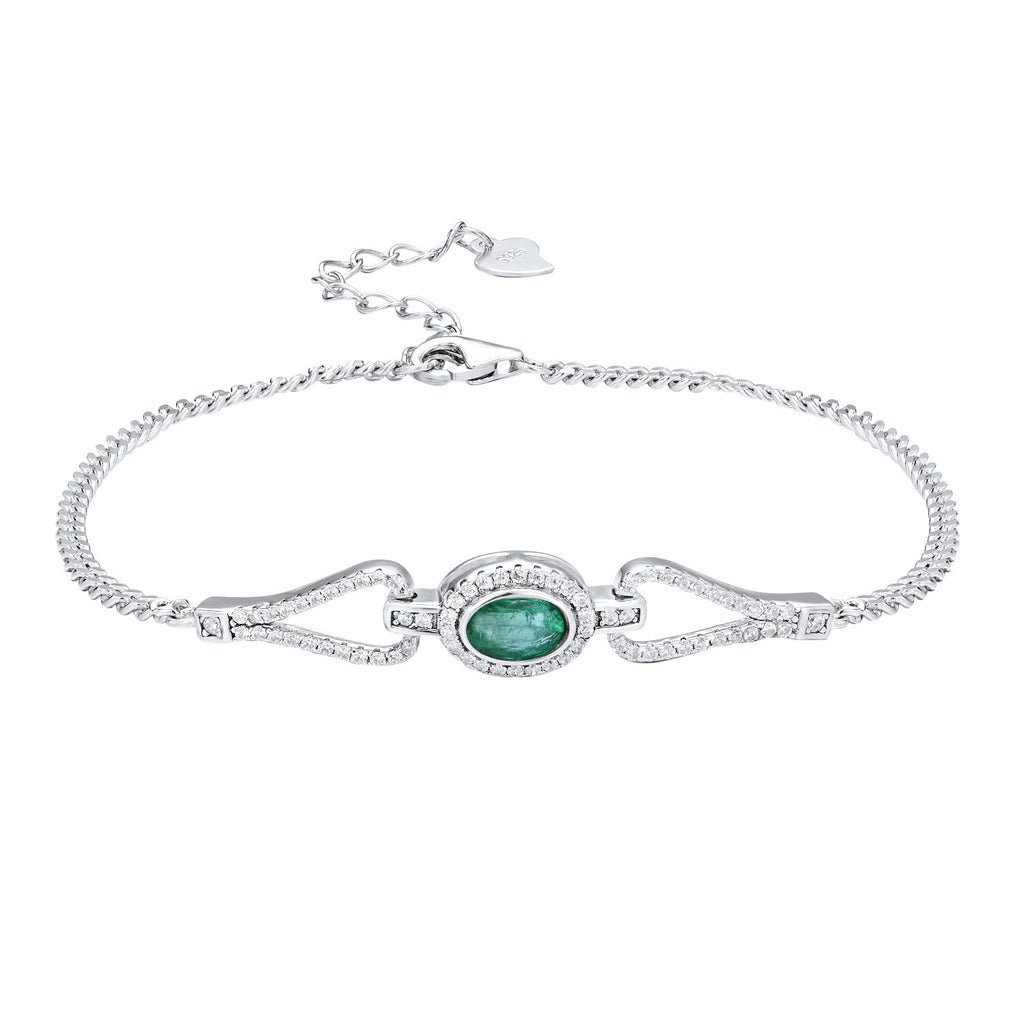 S925 Zilveren Smaragd Armband met Synthetische Zirkonia