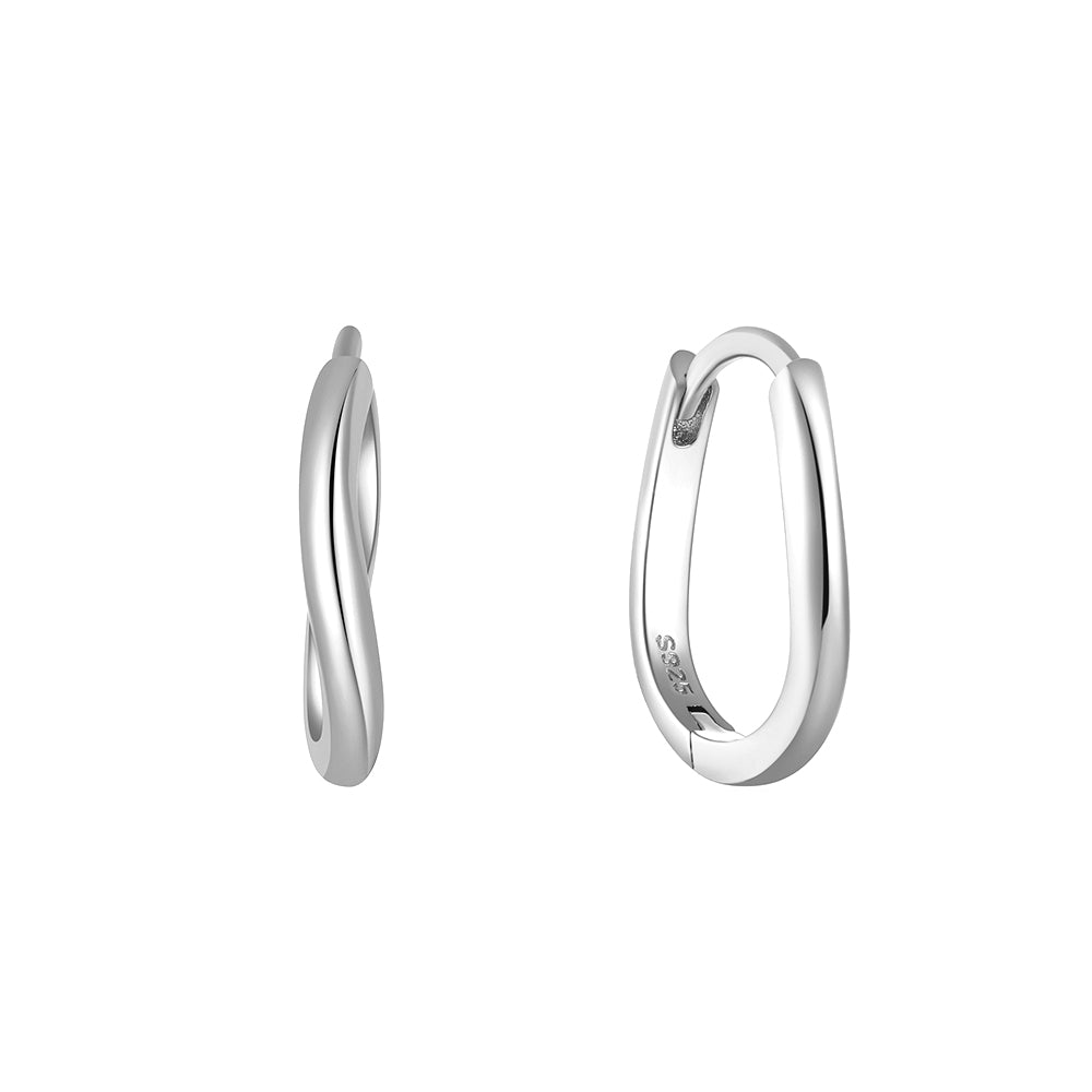 S925 Silver Women's Wave Shaped Irregular Smooth Face Earrings