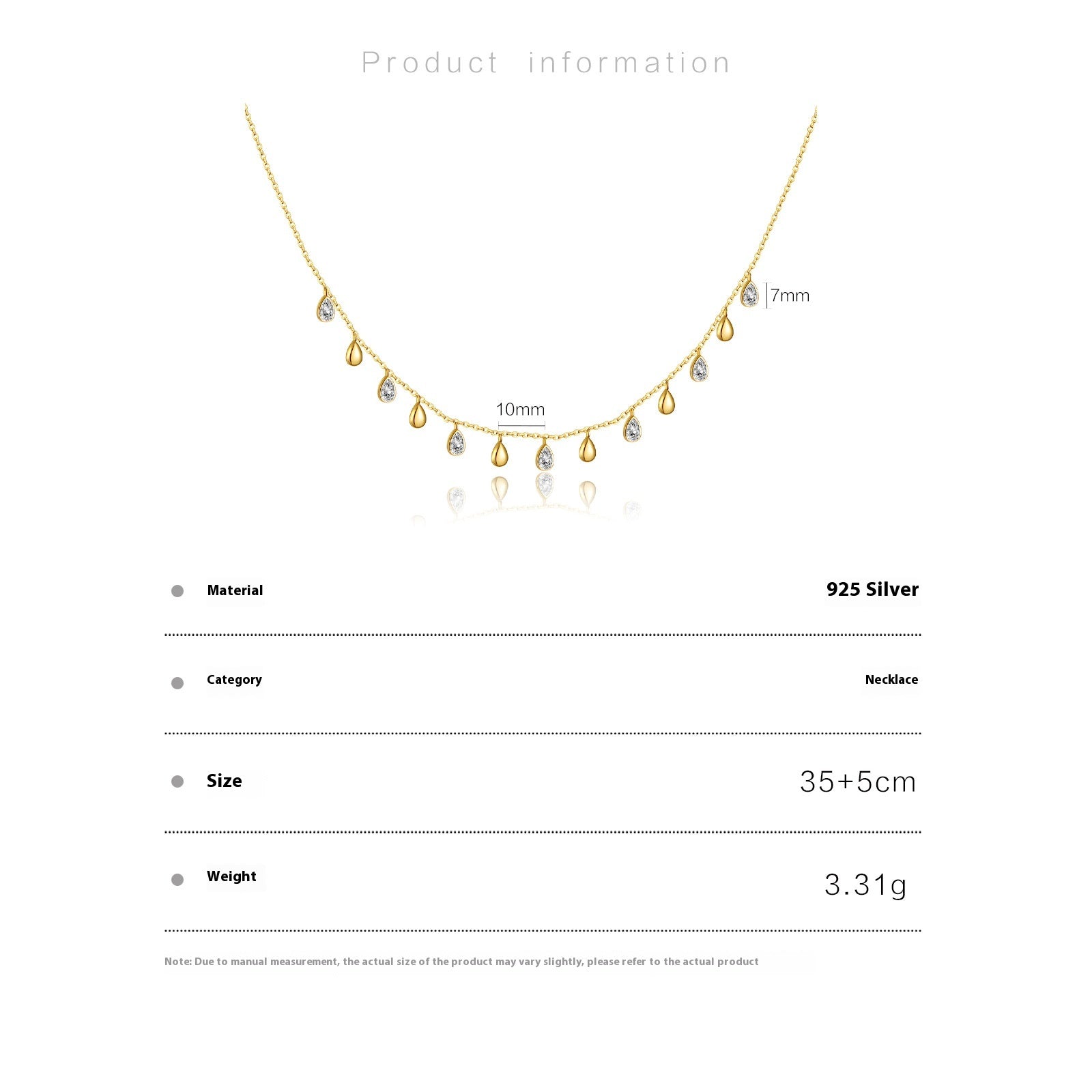 S925 Teardrop Charm Necklace