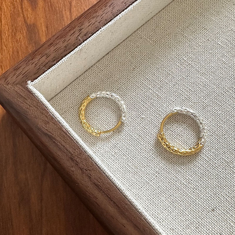 S925 Two-Tone Hoop Earrings