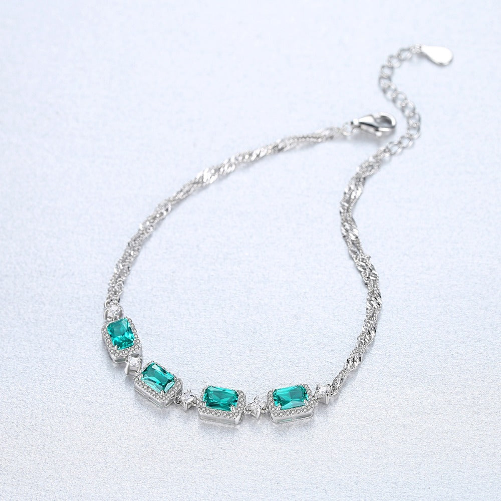 S925 Synthetic Emerald Bracelet