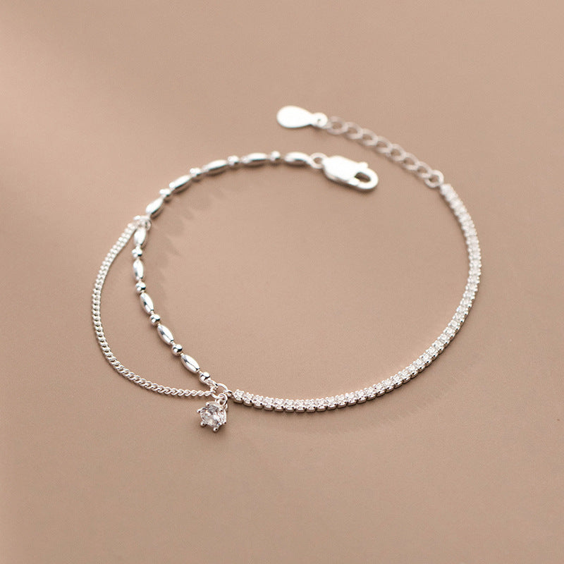 S925 Asymmetrical Diamond Silver Bracelet