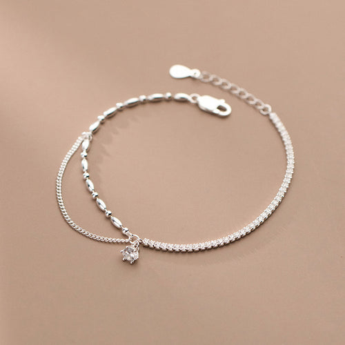 S925 Asymmetrical Diamond Silver Bracelet
