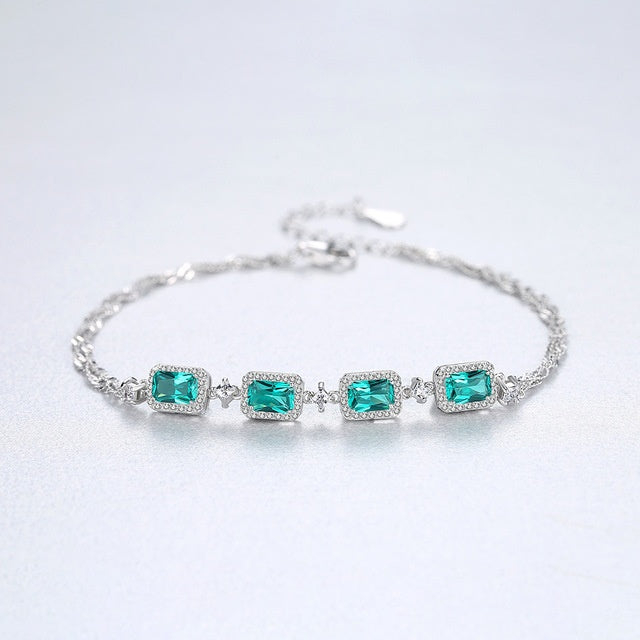 S925 Synthetic Emerald Bracelet