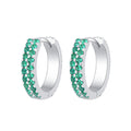 S925 Green Stone Hoop Earrings