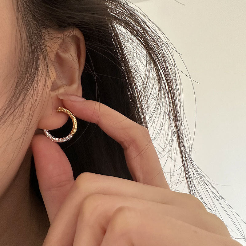 S925 Two-Tone Hoop Earrings