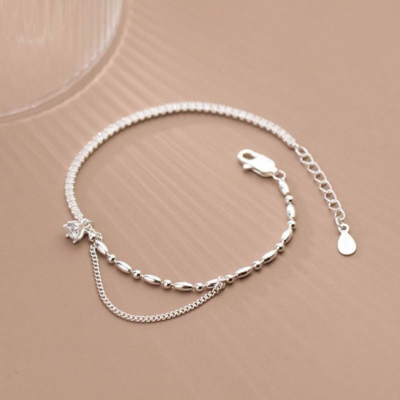 S925 Asymmetrical Diamond Silver Bracelet