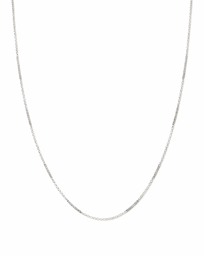 Silver clavicle chain necklace on a white background