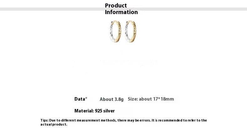 Product information card for two tone gold and silver hoop earrings.