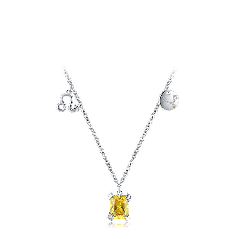 Yellow gemstone necklace on a white background