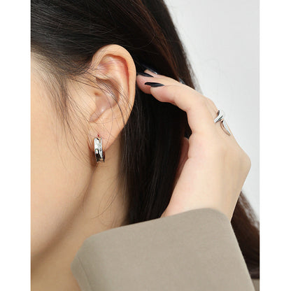 Korean Version Of Ins Geometric Circle Smooth S925 Sterling Silver Earrings For Women