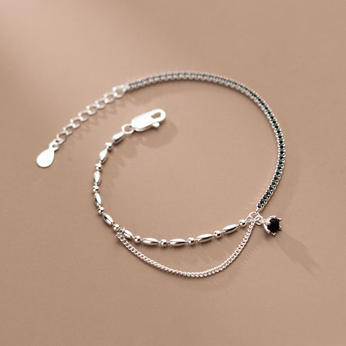 S925 Asymmetrical Diamond Silver Bracelet