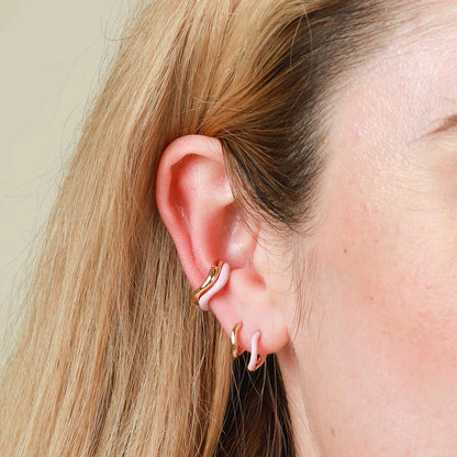 S925 Silver Women's Wave Shaped Irregular Smooth Face Earrings