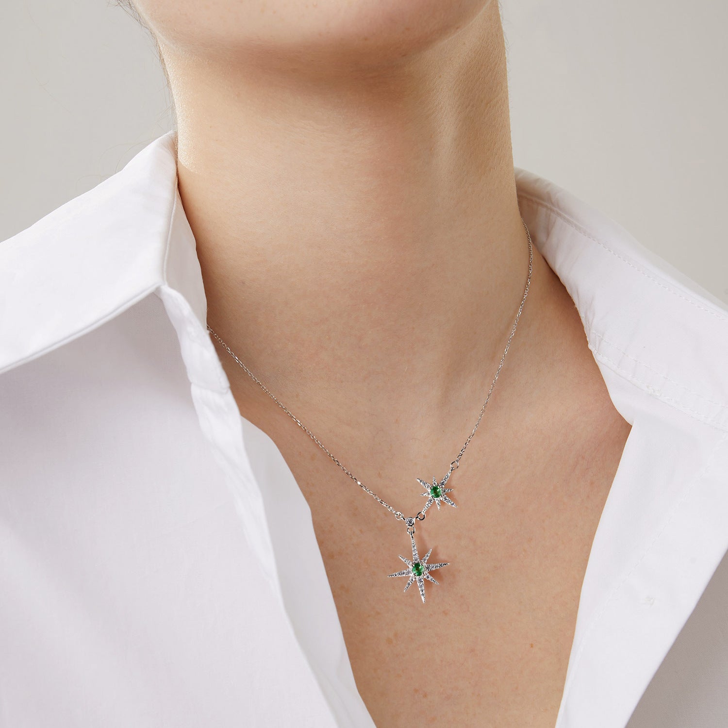 S925 Emerald Starburst Necklace